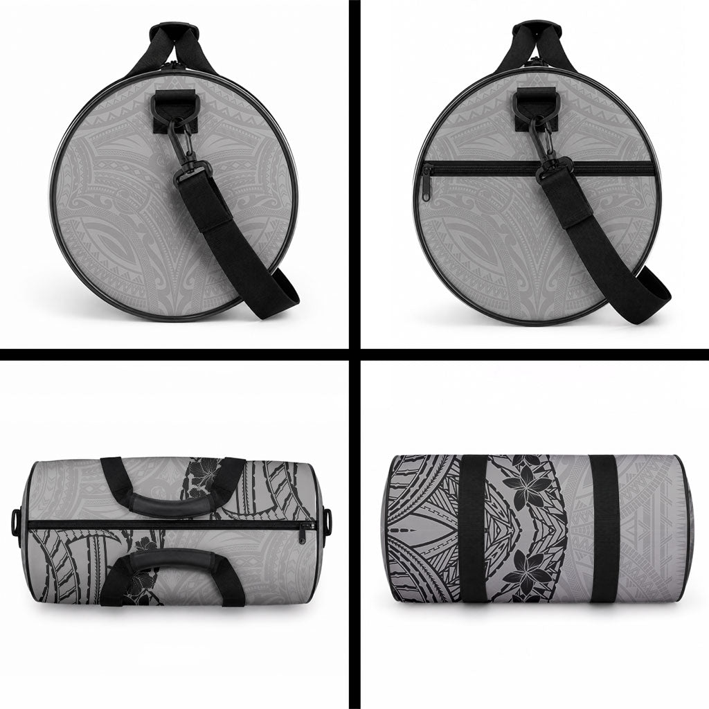 Black Gray Polynesia Tropical Flowers Duffle Bag LT14 - Polynesian Pride