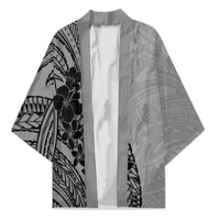 Black Gray Polynesia Tropical Flowers Kimono LT14 Unisex Gray - Polynesian Pride