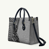 Black Gray Polynesia Tropical Flowers Leather Bag LT14 Gray - Polynesian Pride