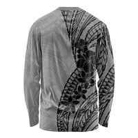 Black Gray Polynesia Tropical Flowers Long Sleeve Shirt LT14 - Polynesian Pride