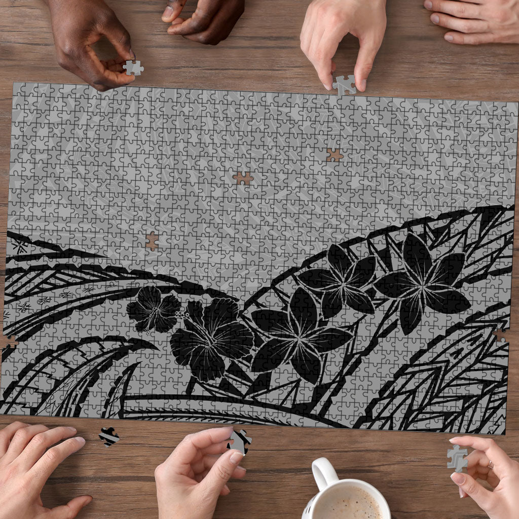 Black Gray Polynesia Tropical Flowers Puzzle LT14 - Polynesian Pride