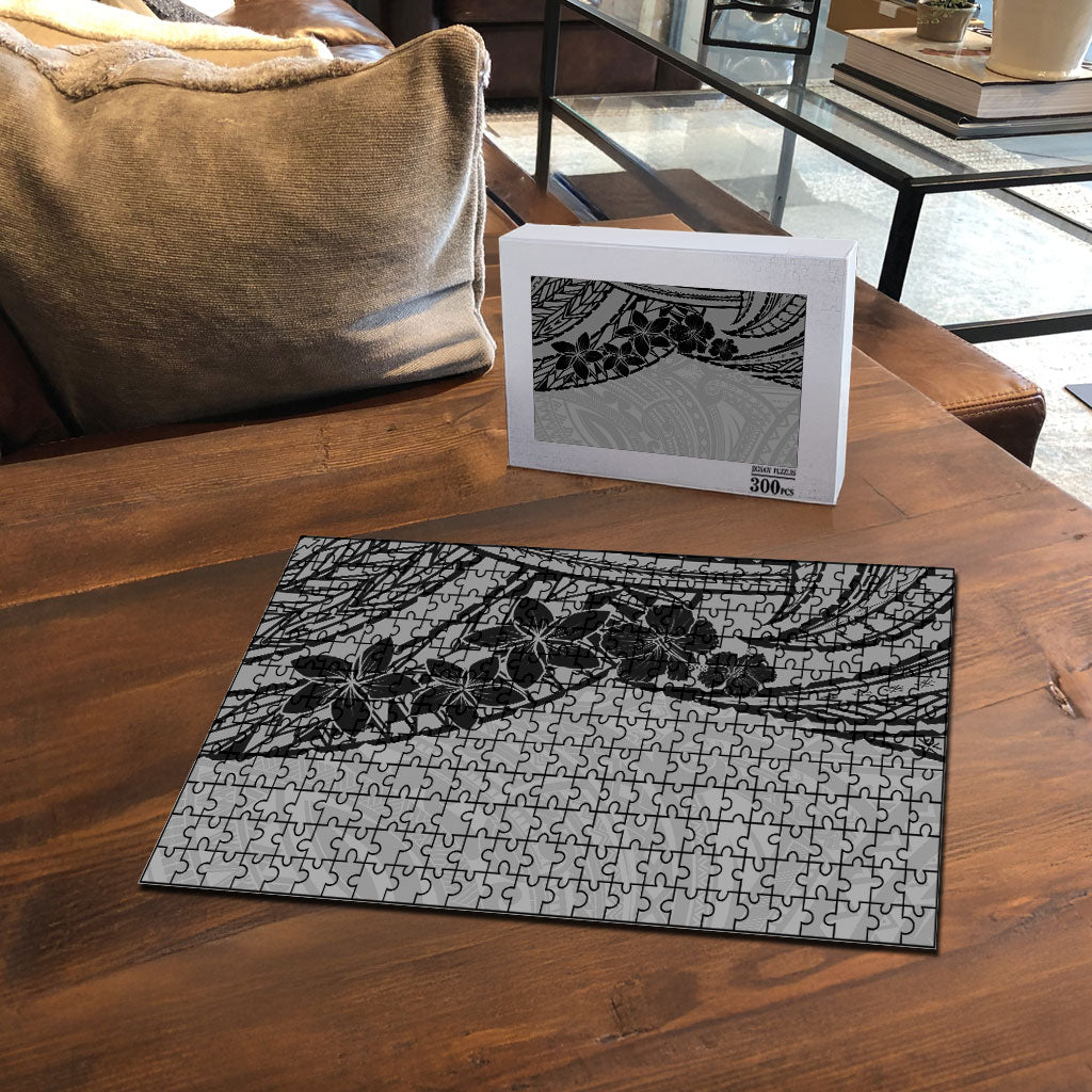Black Gray Polynesia Tropical Flowers Puzzle LT14 - Polynesian Pride