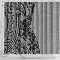 Black Gray Polynesia Tropical Flowers Shower Curtain LT14 - Polynesian Pride