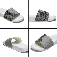 Black Gray Polynesia Tropical Flowers Slide Sandals LT14 - Polynesian Pride