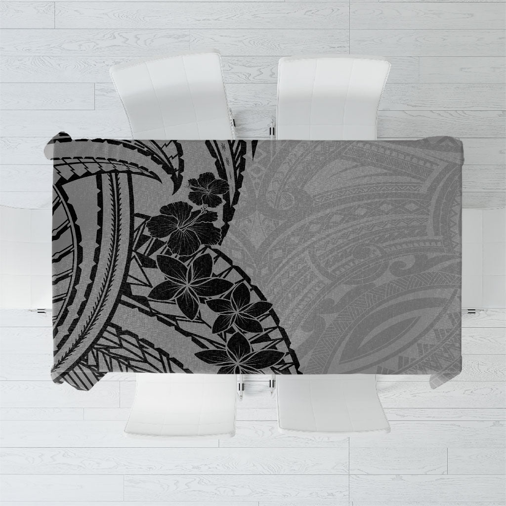 Black Gray Polynesia Tropical Flowers Tablecloth LT14 Gray - Polynesian Pride