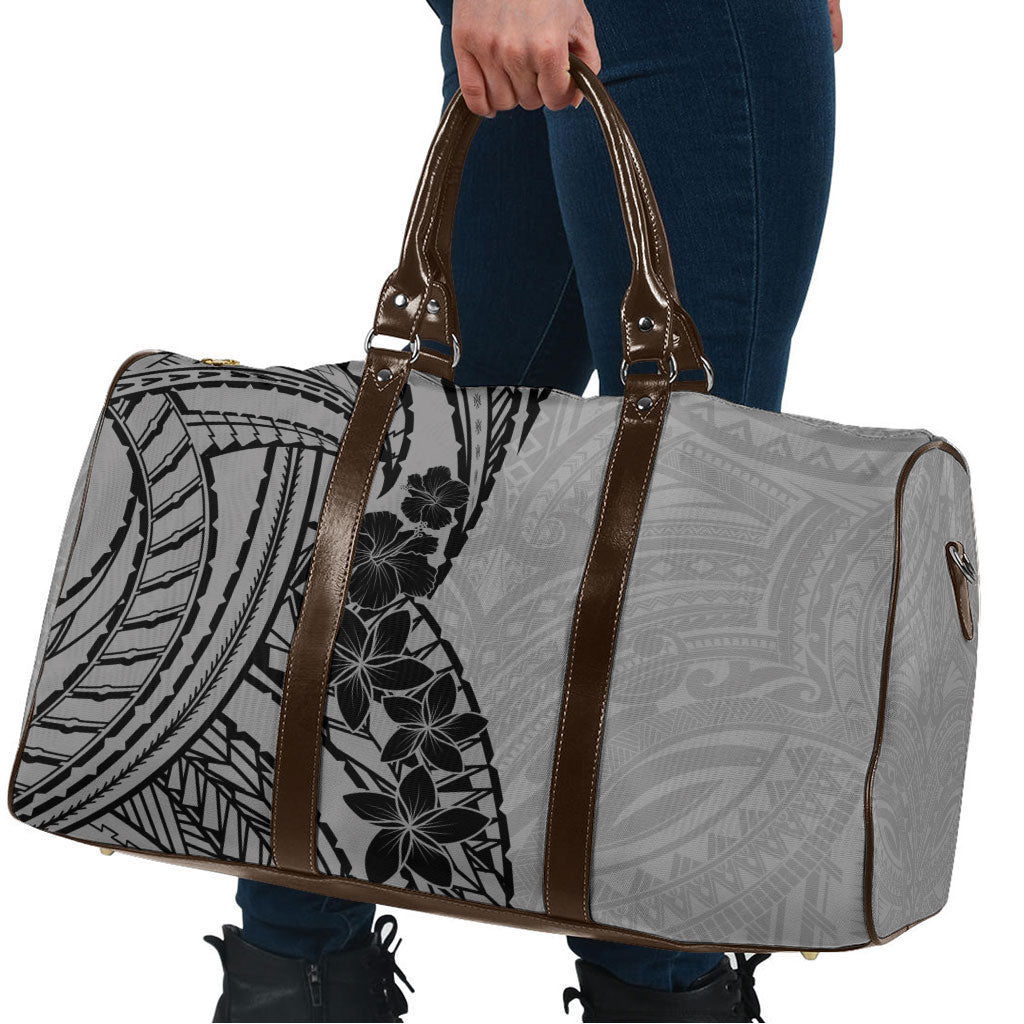 Black Gray Polynesia Tropical Flowers Travel Bag LT14 - Polynesian Pride