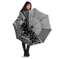 Black Gray Polynesia Tropical Flowers Umbrella LT14 - Polynesian Pride