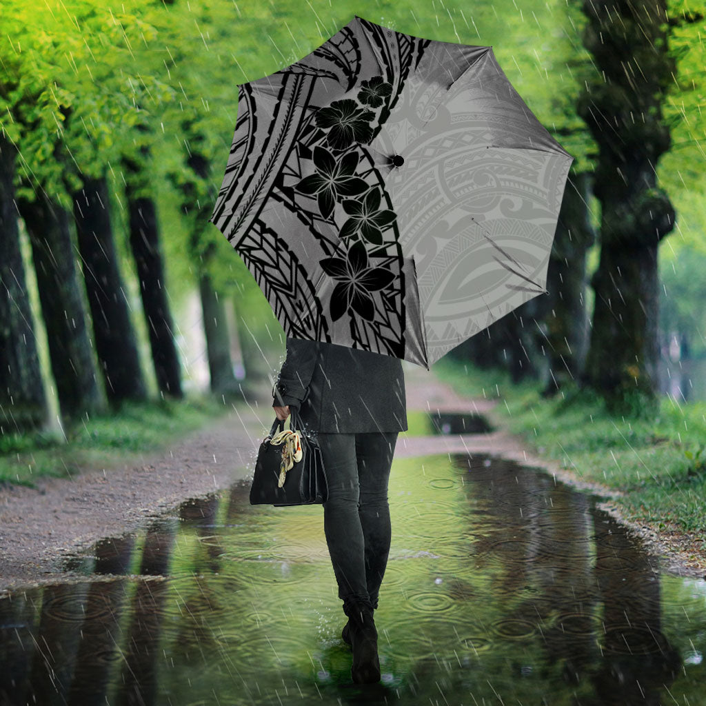 Black Gray Polynesia Tropical Flowers Umbrella LT14 - Polynesian Pride