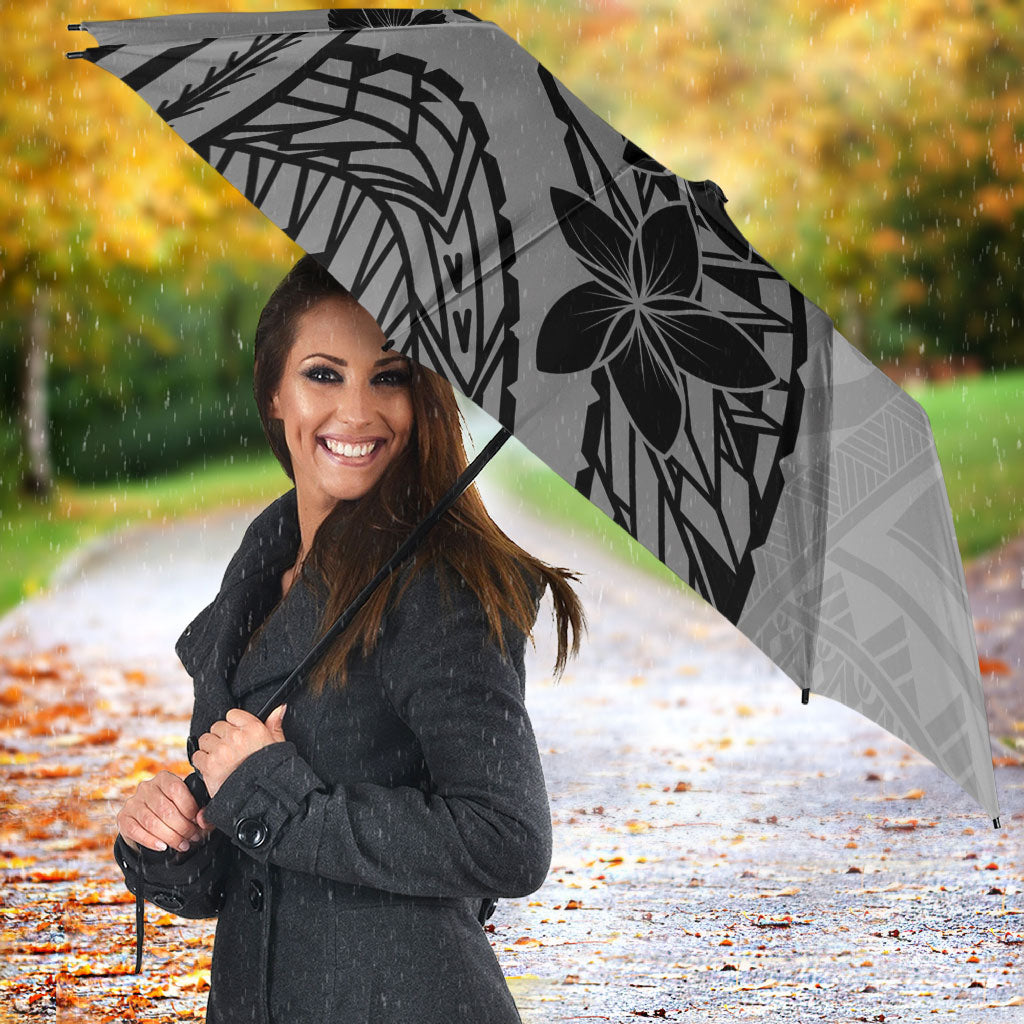 Black Gray Polynesia Tropical Flowers Umbrella LT14 - Polynesian Pride