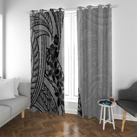 Black Gray Polynesia Tropical Flowers Window Curtain LT14 With Grommets Gray - Polynesian Pride