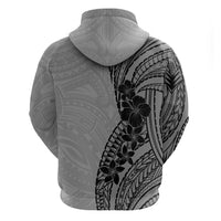 Black Gray Polynesia Tropical Flowers Zip Hoodie LT14 - Polynesian Pride