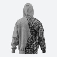 Black Gray Polynesia Tropical Flowers Zip Hoodie LT14 - Polynesian Pride