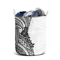 Black White Polynesia Tropical Flowers Laundry Basket LT14 - Polynesian Pride