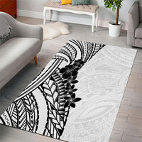 Black White Polynesia Tropical Flowers Area Rug LT14 - Polynesian Pride