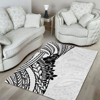 Black White Polynesia Tropical Flowers Area Rug LT14 - Polynesian Pride