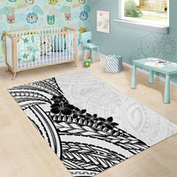 Black White Polynesia Tropical Flowers Area Rug LT14 - Polynesian Pride
