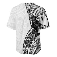 Black White Polynesia Tropical Flowers Baseball Jersey LT14 - Polynesian Pride