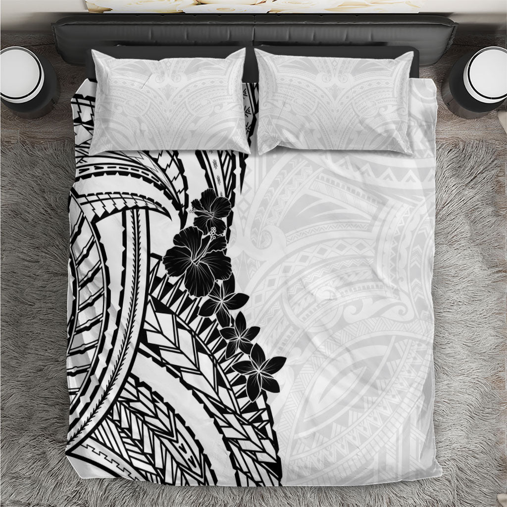 Black White Polynesia Tropical Flowers Bedding Set LT14 White - Polynesian Pride