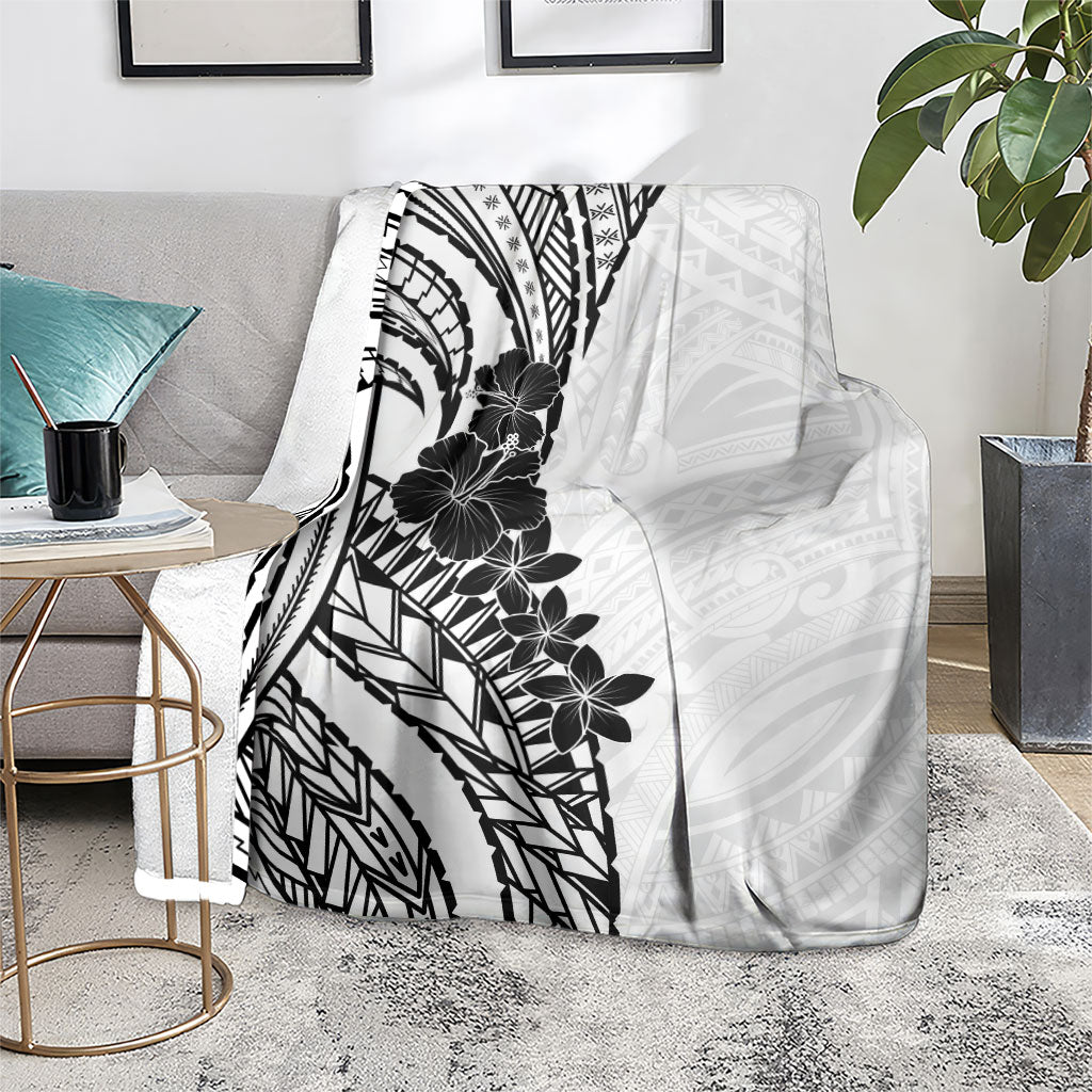 Black White Polynesia Tropical Flowers Blanket LT14 - Polynesian Pride