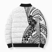 Black White Polynesia Tropical Flowers Bomber Puffer Jacket LT14 - Polynesian Pride