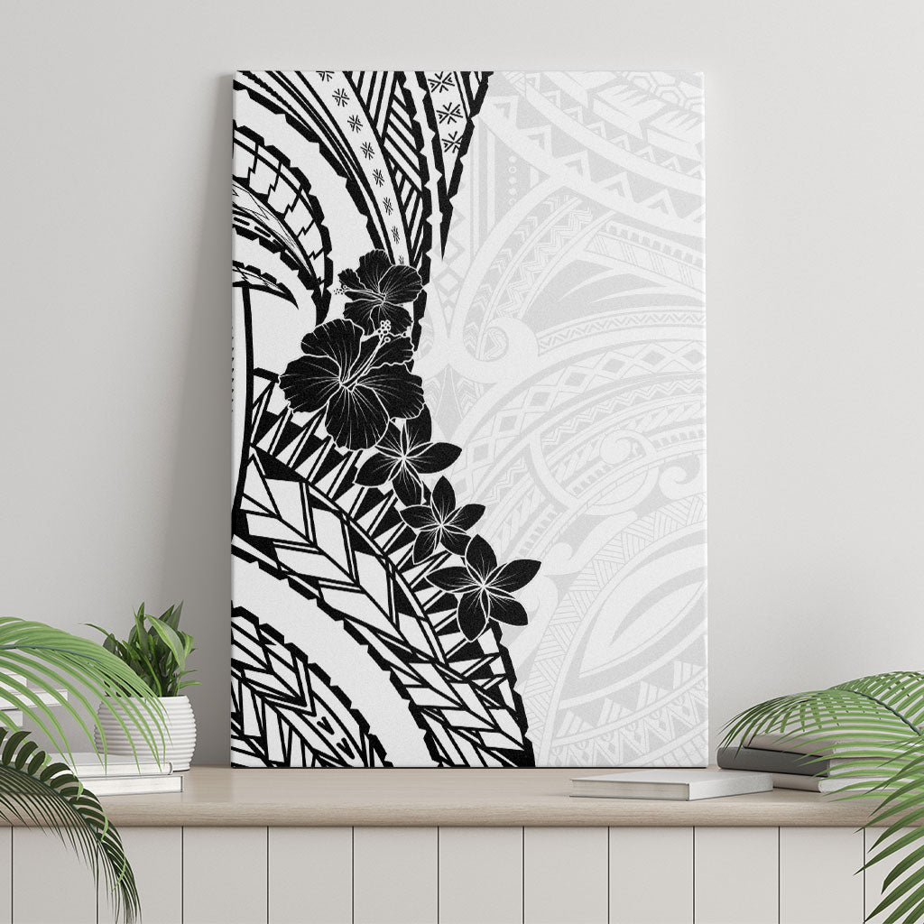 Black White Polynesia Tropical Flowers Canvas Wall Art LT14 - Polynesian Pride