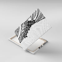 Black White Polynesia Tropical Flowers Canvas Wall Art LT14 With Frame White - Polynesian Pride