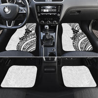 Black White Polynesia Tropical Flowers Car Mats LT14 Set 4pcs White - Polynesian Pride