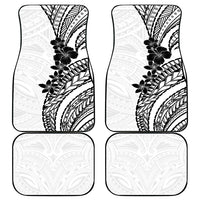 Black White Polynesia Tropical Flowers Car Mats LT14 - Polynesian Pride
