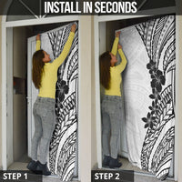 Black White Polynesia Tropical Flowers Door Cover LT14 - Polynesian Pride