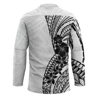 Black White Polynesia Tropical Flowers Hockey Jersey LT14 - Polynesian Pride