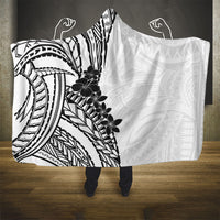 Black White Polynesia Tropical Flowers Hooded Blanket LT14 - Polynesian Pride