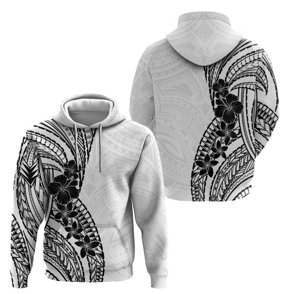 Black White Polynesia Tropical Flowers Hoodie LT14 - Polynesian Pride