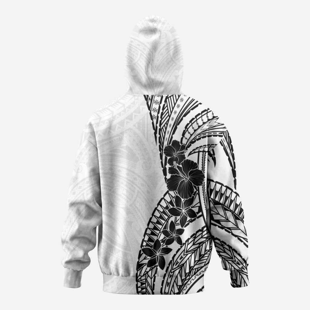 Black White Polynesia Tropical Flowers Hoodie LT14 - Polynesian Pride