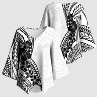 Black White Polynesia Tropical Flowers Kimono Sleeve Blouse LT14 - Polynesian Pride