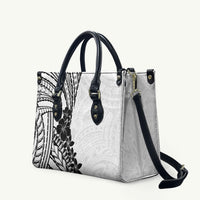 Black White Polynesia Tropical Flowers Leather Bag LT14 White - Polynesian Pride