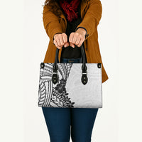 Black White Polynesia Tropical Flowers Leather Bag LT14 - Polynesian Pride