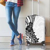 Black White Polynesia Tropical Flowers Luggage Cover LT14 - Polynesian Pride