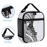 Black White Polynesia Tropical Flowers Lunch Bag LT14 - Polynesian Pride