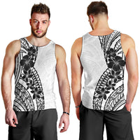 Black White Polynesia Tropical Flowers Men Tank Top LT14 - Polynesian Pride