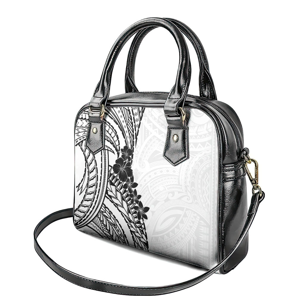 Black White Polynesia Tropical Flowers Shoulder Handbag LT14 - Polynesian Pride