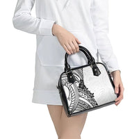 Black White Polynesia Tropical Flowers Shoulder Handbag LT14 - Polynesian Pride