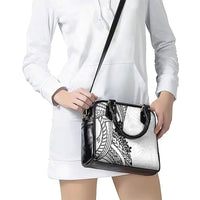 Black White Polynesia Tropical Flowers Shoulder Handbag LT14 - Polynesian Pride
