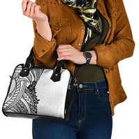 Black White Polynesia Tropical Flowers Shoulder Handbag LT14 - Polynesian Pride