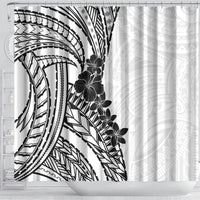 Black White Polynesia Tropical Flowers Shower Curtain LT14 - Polynesian Pride