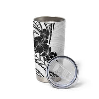 Black White Polynesia Tropical Flowers Tumbler Cup LT14 - Polynesian Pride