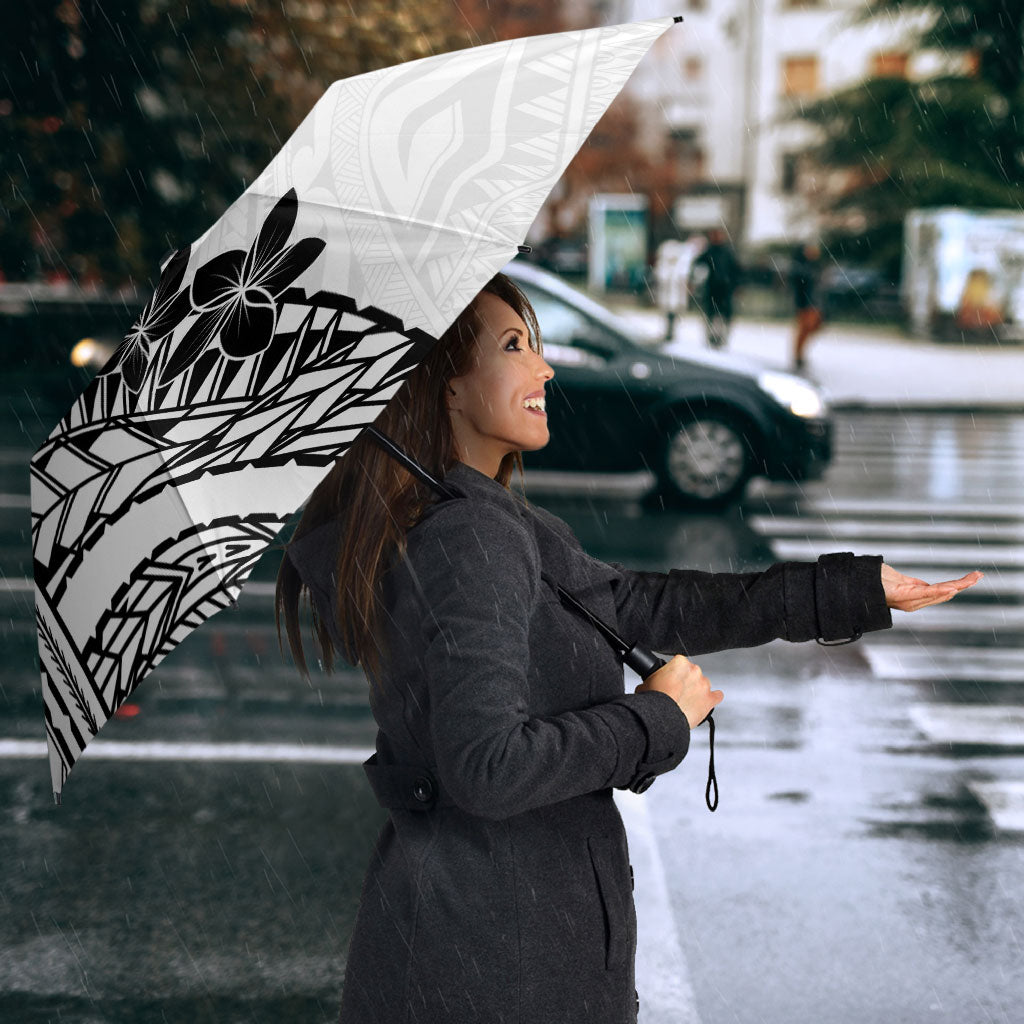 Black White Polynesia Tropical Flowers Umbrella LT14 - Polynesian Pride