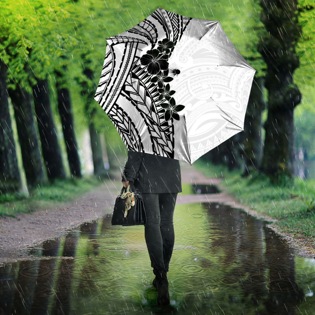 Black White Polynesia Tropical Flowers Umbrella LT14 - Polynesian Pride
