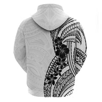 Black White Polynesia Tropical Flowers Zip Hoodie LT14 - Polynesian Pride