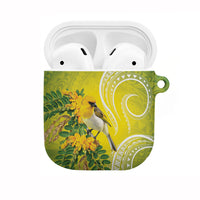 Hawaii Palila Mamane AirPods Case Hawaiian Honeycreeper With Native Flower LT14 Green - Polynesian Pride