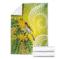 Hawaii Palila Mamane Blanket Hawaiian Honeycreeper With Native Flower LT14 - Polynesian Pride